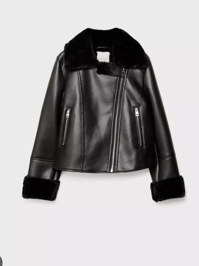 FAUX LEATHER DOUBLE-FACED BIKER JACKET